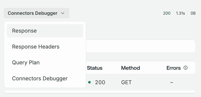 Connectors debugger screenshot