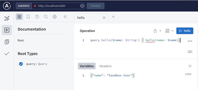 Sandbox with endpoint, document, and variables pre-populated