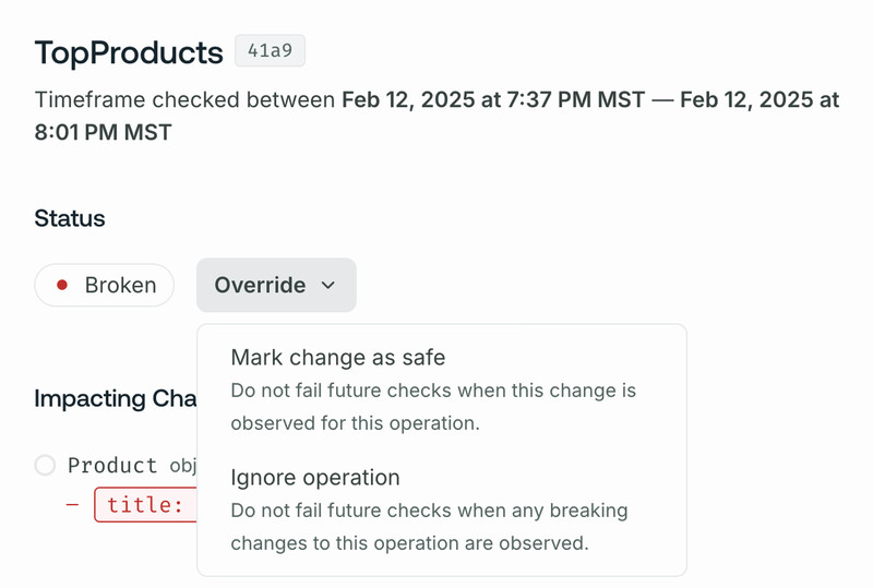 Service check page in GraphOS Studio
