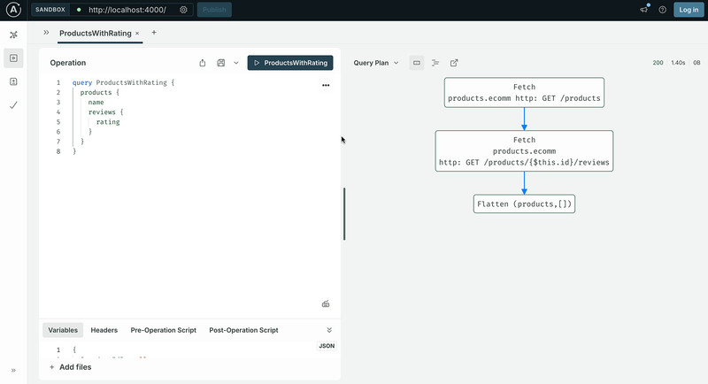 Viewing a query plan in Apollo Sandbox